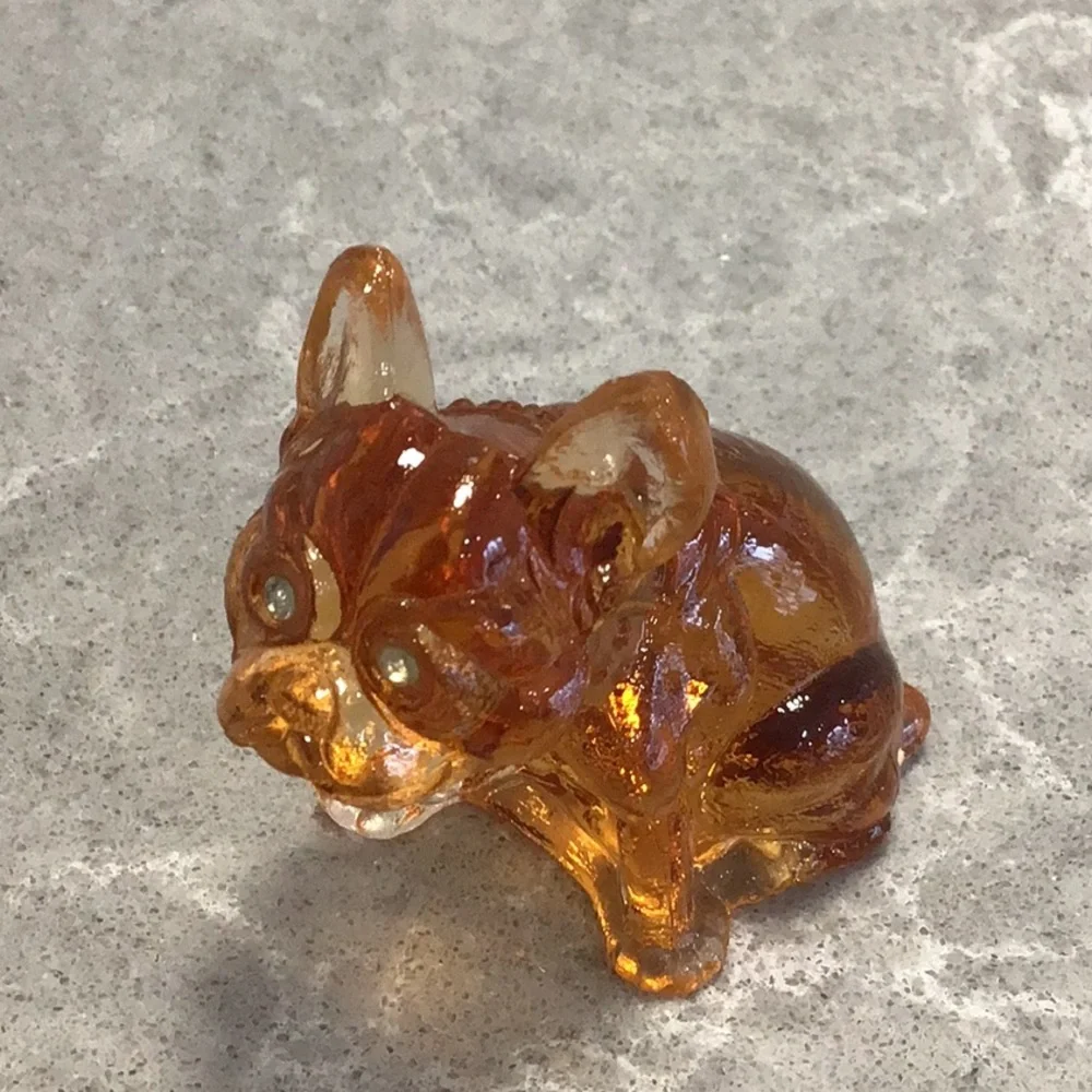 Vtg Westmoreland 2.5” Glass Bulldog Figurine Rhinestone Eyes - Picture 1 of 6